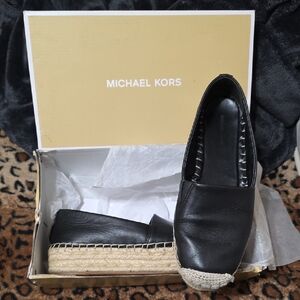 Michael Kors Black Leather Espadrilles